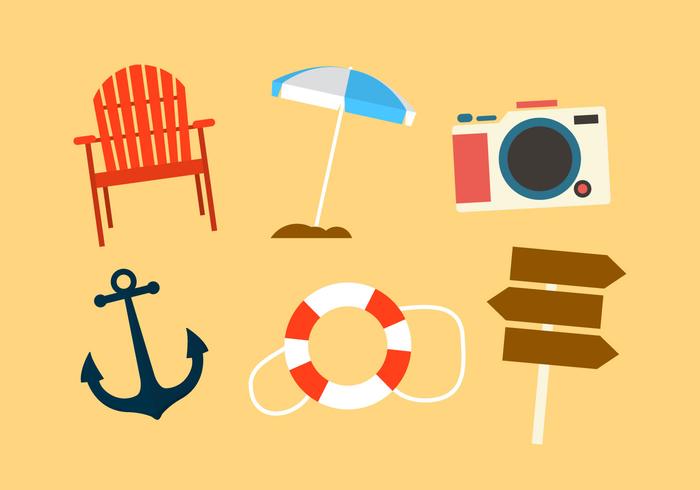 Set of Beach Objects in Vector