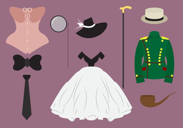 Colección de ropa de estilo antiguo vector