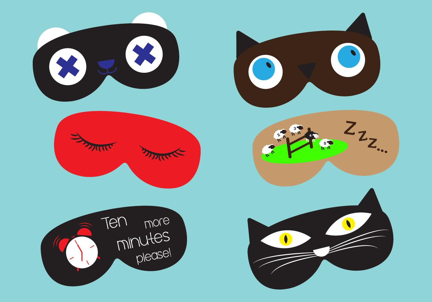 Set of Sleep Masks in Vector 96769 Vector Art at Vecteezy