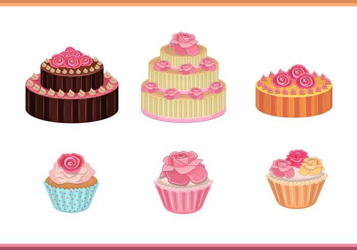 Cake with roses vectors Cake with roses vectors