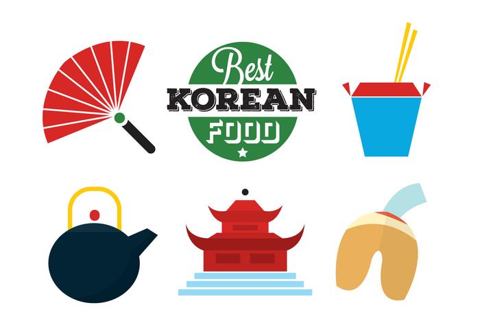 Iconos de comida coreana vector