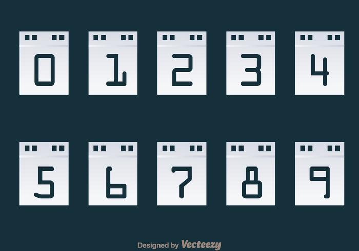 Visualización del calendario del contador de números vector