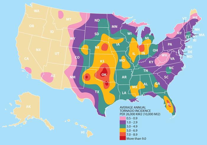 Tornado Map Of America vector