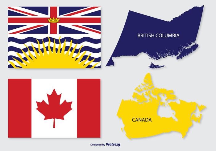 Columbia Británica y Canadá Mapa vector