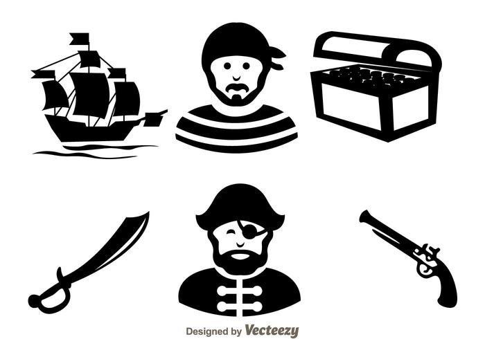 Treasure Hunter Black Icons vector