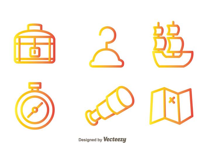 Treasure Hunter Outline Icons vector