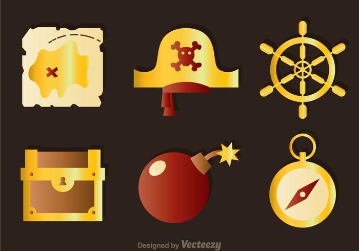 Iconos de colores de tesoro vector