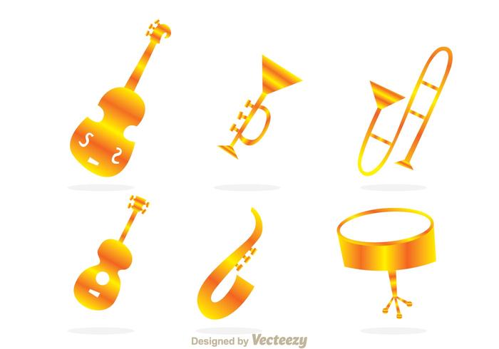 Iconos De Oro Del Instrumento Musical vector