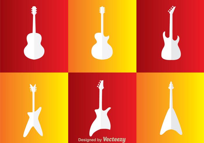 Guitarra Blanco Iconos vector