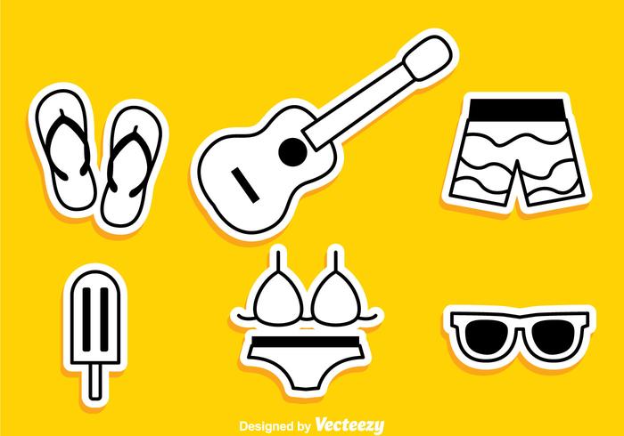 Iconos De La Playa De Verano vector