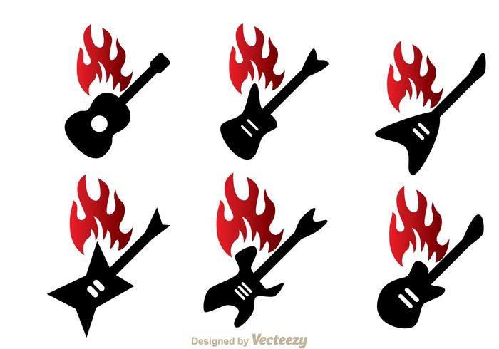 Guitarra en llamas vector