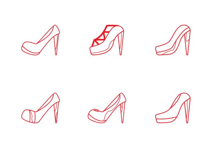 Juego de iconos Ruby Shoes vector