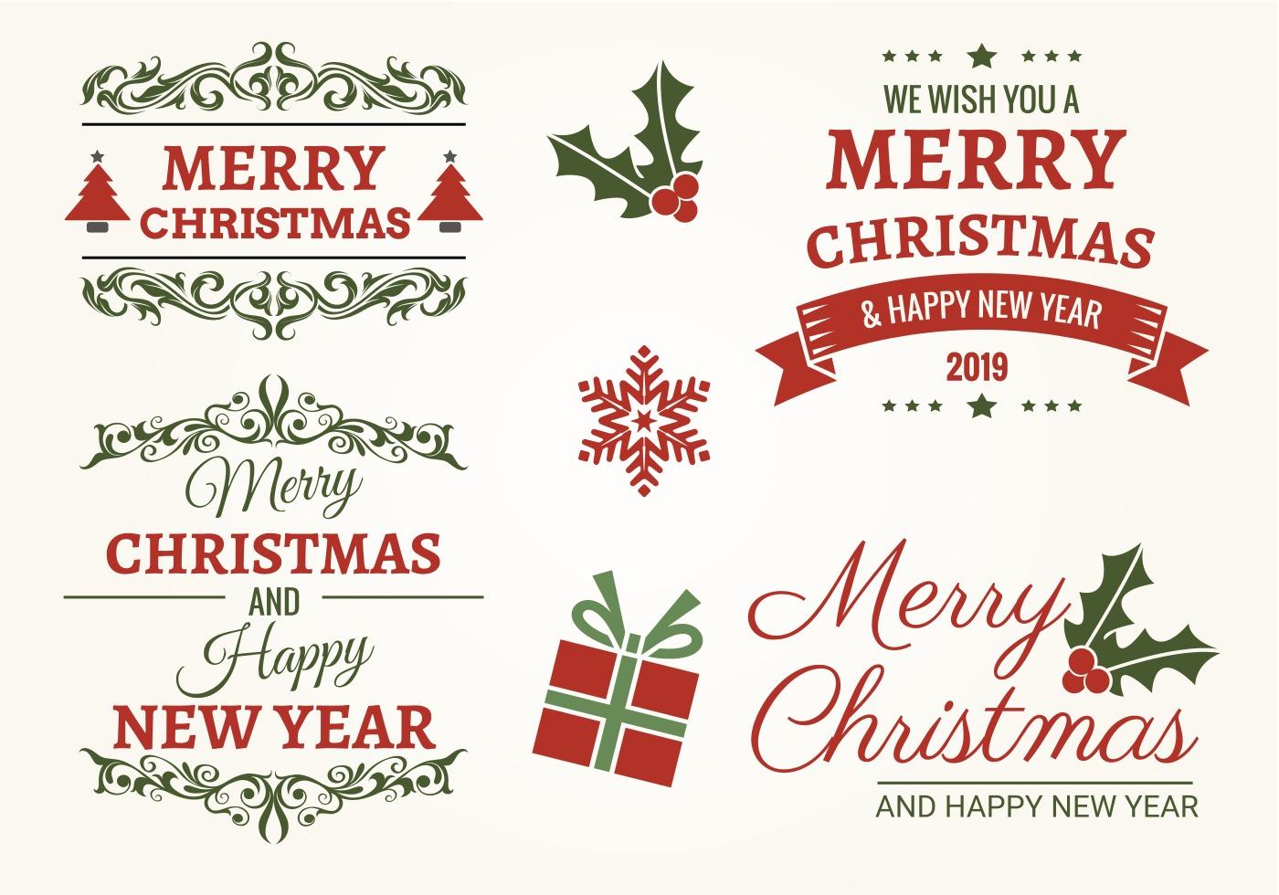 Typographic Christmas Label Set - Download Free Vector Art, Stock Graphics & Images