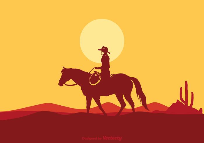 Free Vector Cowgirl Riding Horse