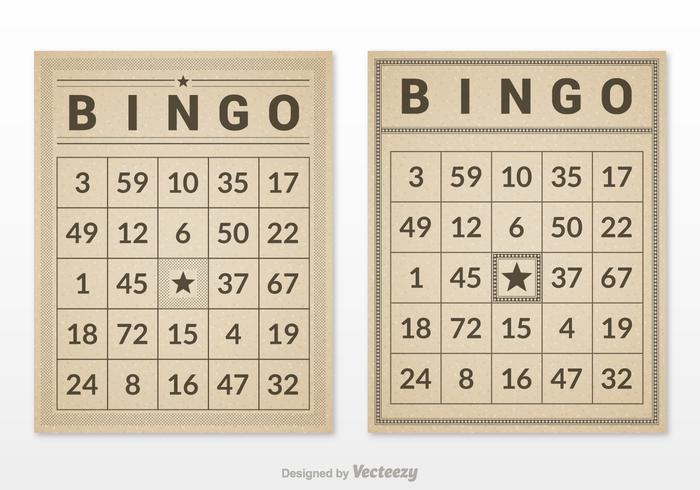 Libre Bingo Retro Tarjeta Set Vector