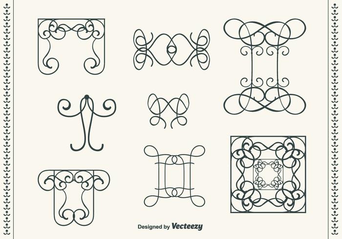 Hand Drawn Curly Swirl Vector Set Hand Drawn Curly Swirl Vector Set
