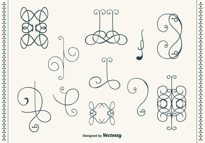 Hand Drawn Curly Swirl Vector Set