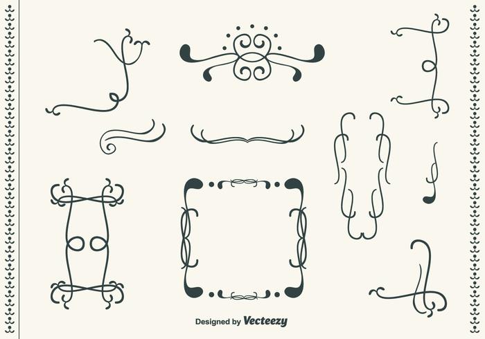 Hand Drawn Curly Swirl Vector Set