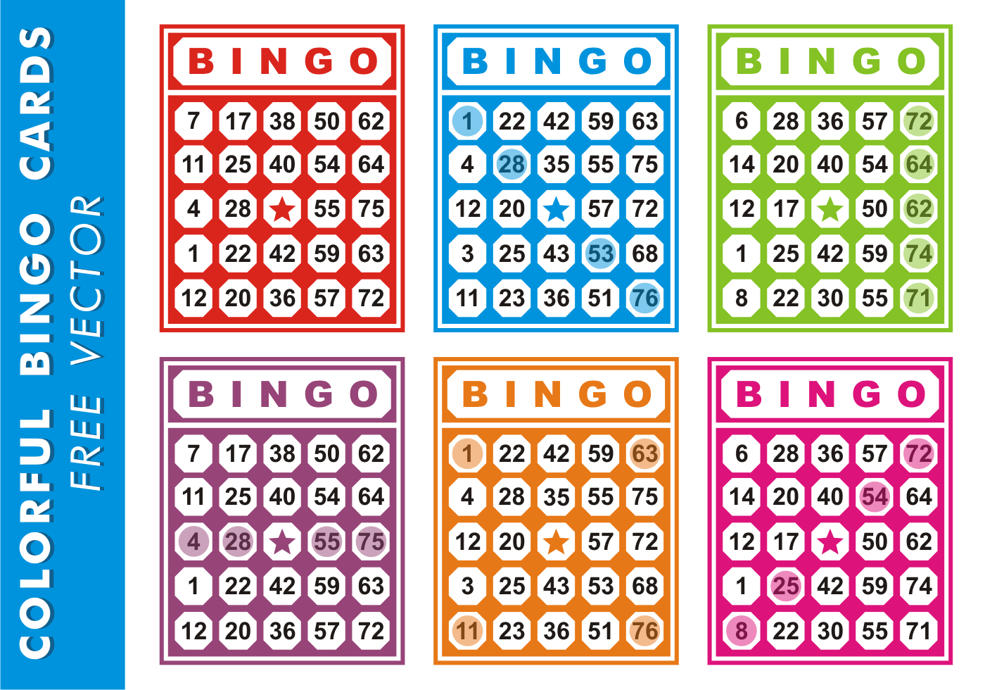 Colorful Bingo Cards Free Vector 97082 Vector Art at Vecteezy