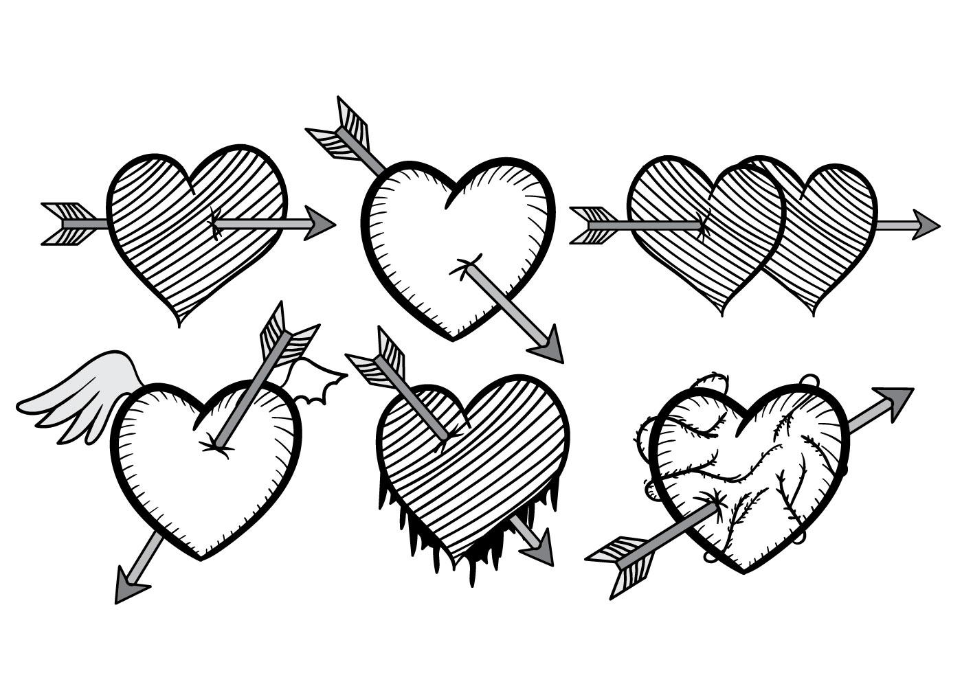 Download Black and White Arrow Through Heart Vector - Download Free Vectors, Clipart Graphics & Vector Art