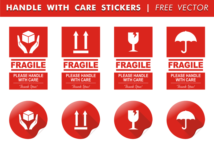 Handle With Care Stickers Free Vector Vector Art At Vecteezy