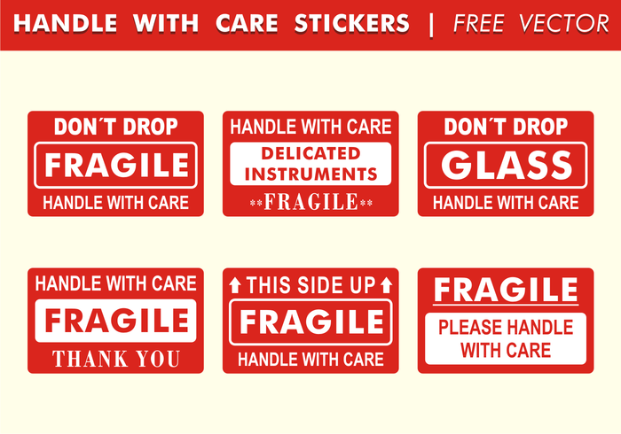 Handle With Care Stickers Free Vector Vector Art At Vecteezy