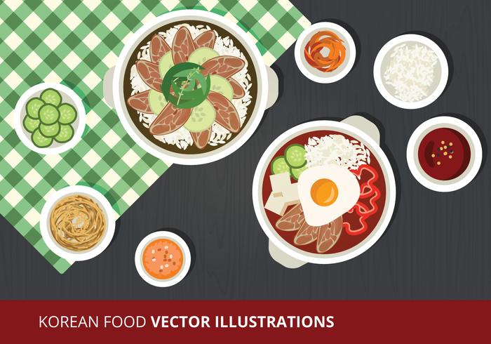 Ilustración vectorial de comida coreana vector