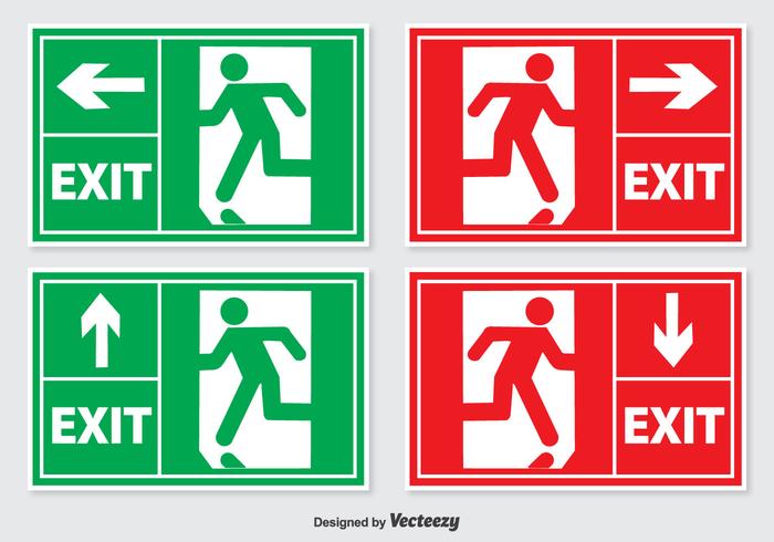 Emergency Exit Sign Set vector