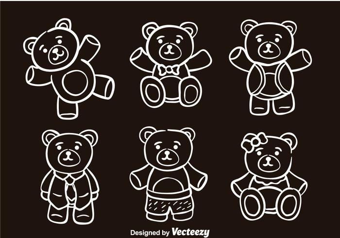 Teddy Bear Sketch Vector Icons