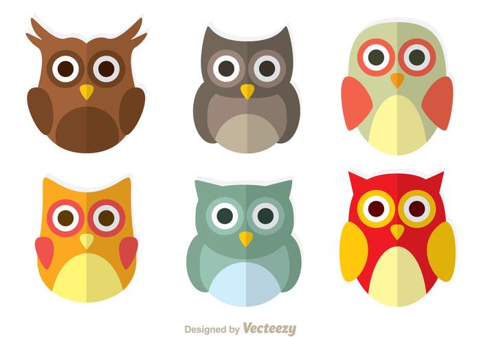 Cute Owl Flat Icons vector