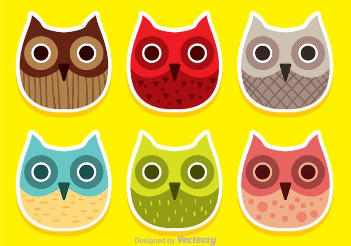 Colorful Owl Face Vectors