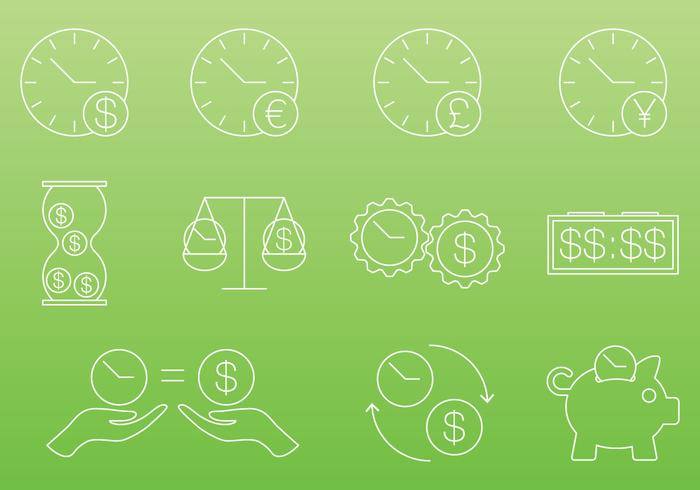 El tiempo es dinero iconos vector