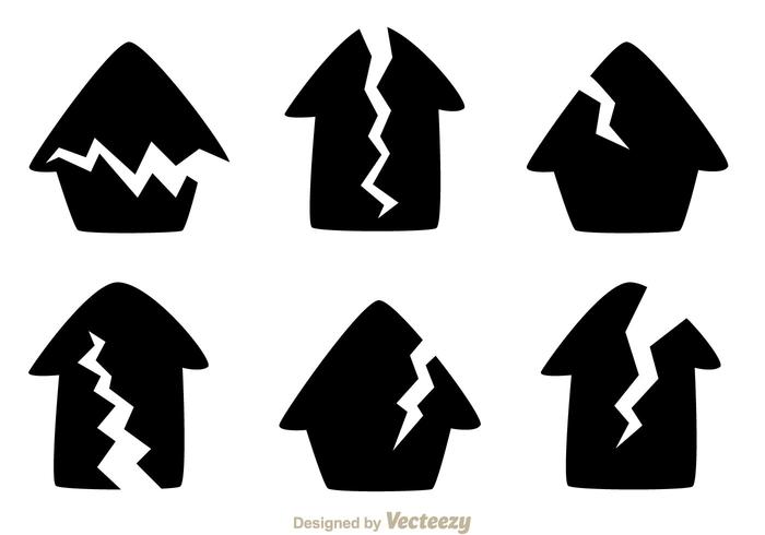 Cracked House Black Icons Cracked House Black Icons
