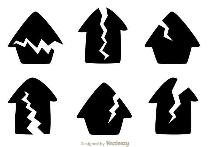 Cracked House Black Icons vector