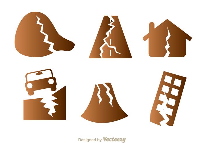 Earthquake Damage Icons vector