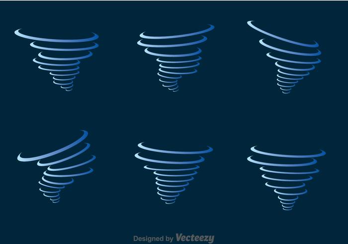 Blue Tornado Icons Set vector