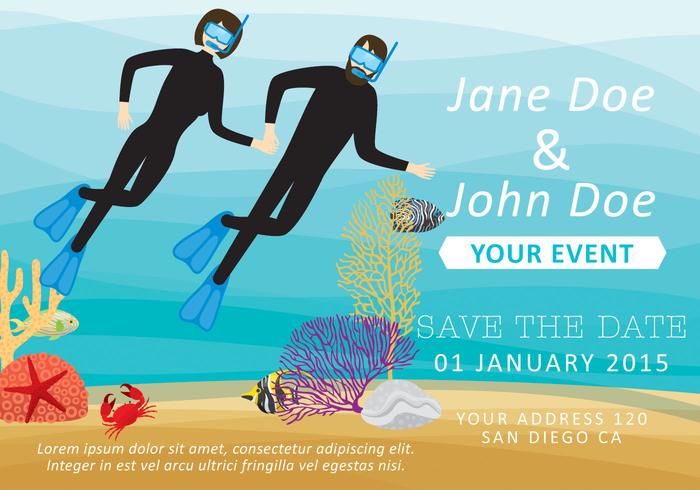 Couple Snorkeling Invitation vector