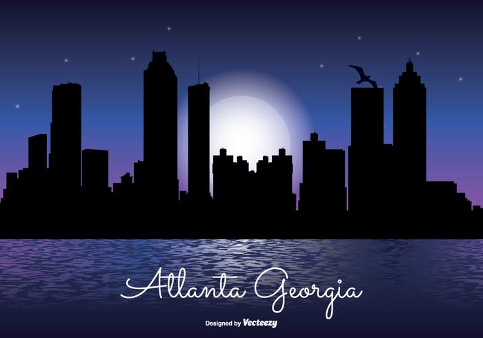 Atlanta Georgia Night Skyline Illustration Atlanta Georgia Night Skyline Illustration