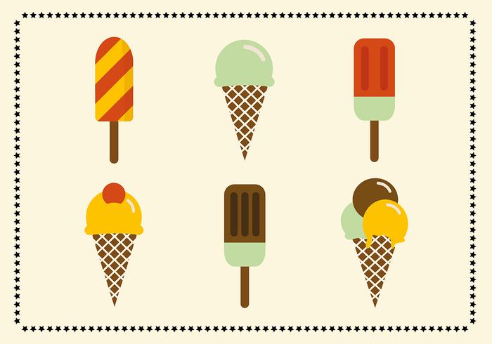 Iconos de helado retro de la vendimia vector