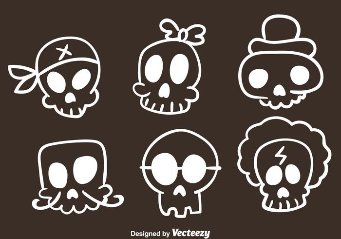 Iconos del bosquejo del cráneo del vector