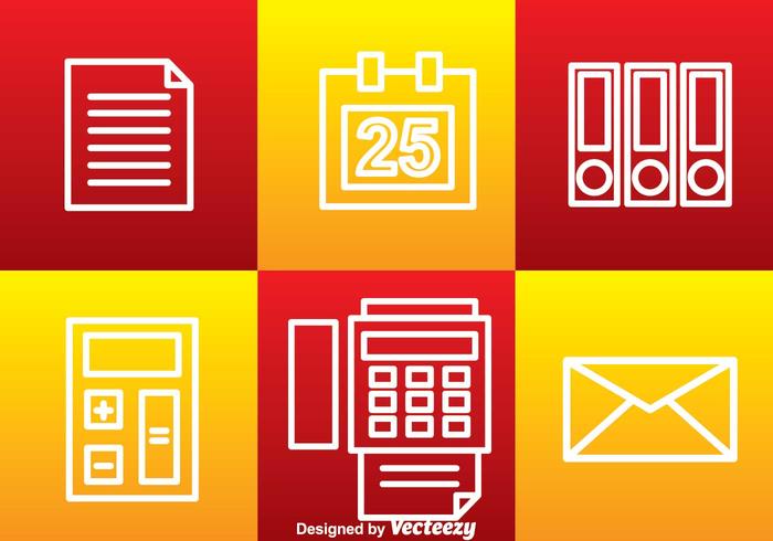 Office White Line Icons vector