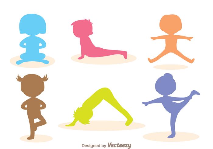 Vector niños gimnasta silueta