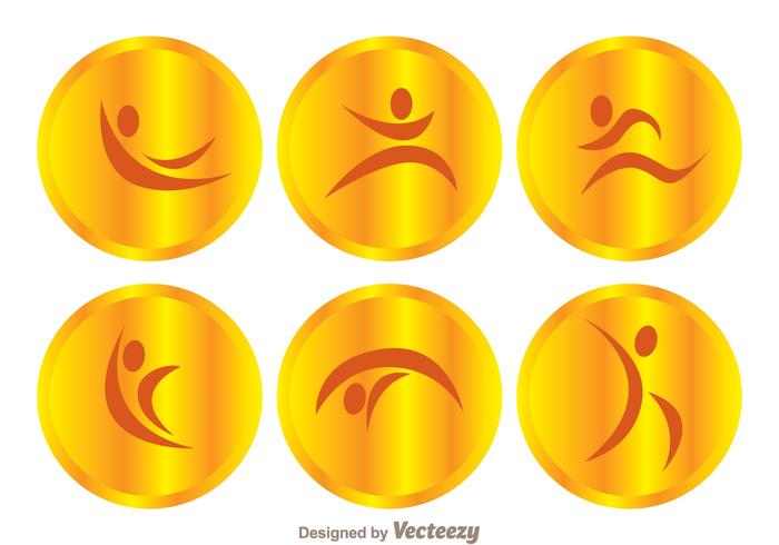 Vector Gold Gymnast Icons Vector Gold Gymnast Icons