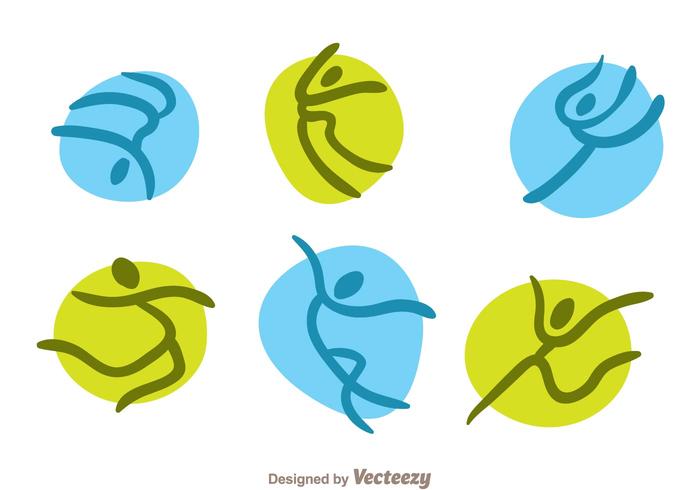 Green And Blue Vector Gymnast Icons
