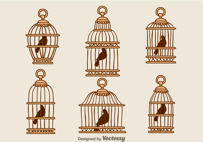 Vintage Bird Wood Cage Vectors