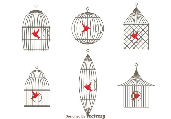 Vector Simple Vintage Bird Cage