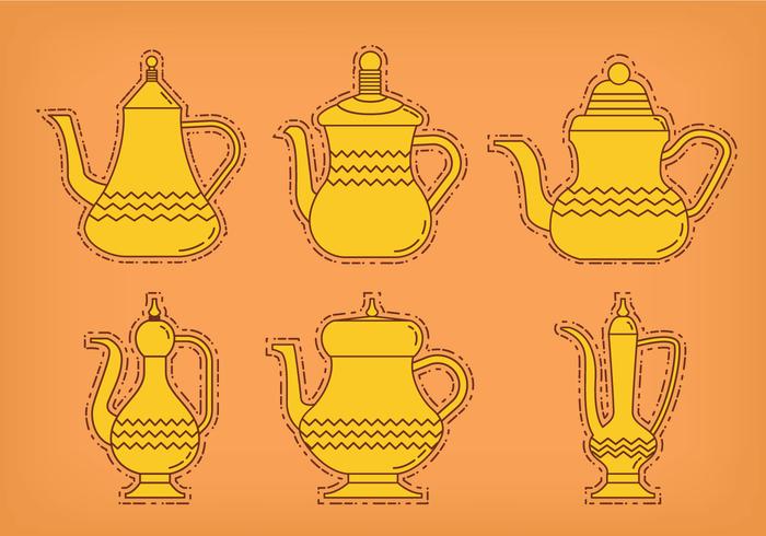 Arabic coffee pot vectors