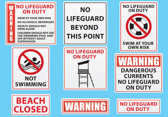 Beach And Pool Sign Vectors