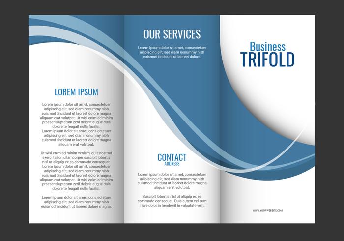 Template design of blue wave trifold brochure  vector