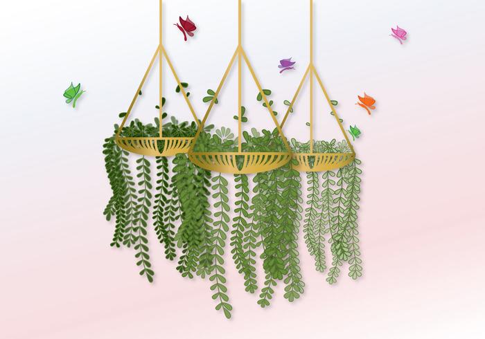 Vector Hanging Pot With Flowers